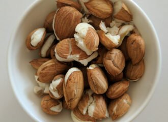 Apricot kernels in a bowl