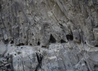 Rocky mountain cliffs on the route from Skardu to Gilgit, a source region for salajeet